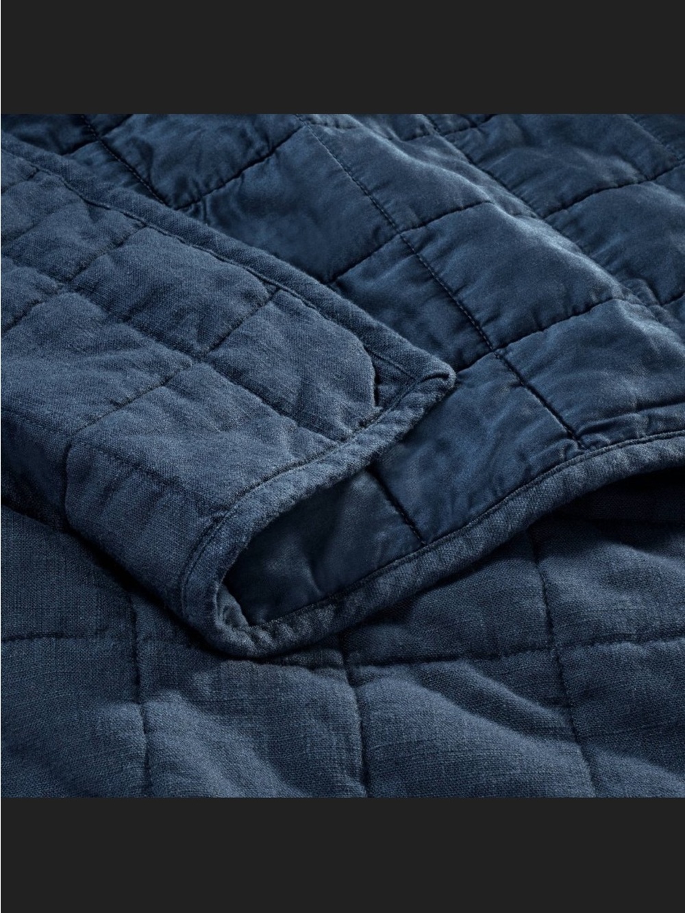 NWT, Casaluna, King, Heavyweight Linen Blend Quilt, Dark Mineral Blue - Picture 3 of 7